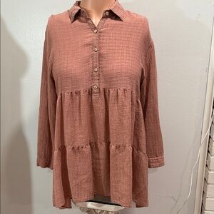Women's Terracotta Button-Down Blouse